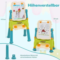 Children's Double-Sided Children's Board Height Adjustable with Whiteboard & Chalkboard,Magnetic Play Board from 2 Year