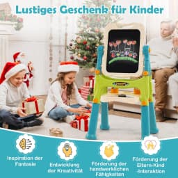 Children's Double-Sided Children's Board Height Adjustable with Whiteboard & Chalkboard,Magnetic Play Board from 2 Year