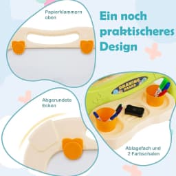 Children's Double-Sided Children's Board Height Adjustable with Whiteboard & Chalkboard,Magnetic Play Board from 2 Year