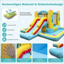 Bouncy Castle with Slide,Basketball Hoop & Ring Toss Game,for Indoor and Outdoor Use,Includes Colourful Balls,394x389x194cm