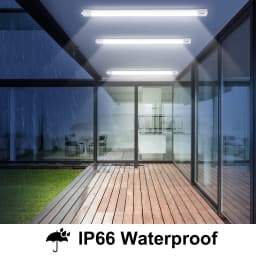Moisture-Proof Light with Motion Detector, LED Tube Light, 4000K Neutral White Light, IP66 Waterproof LED Ceiling Light