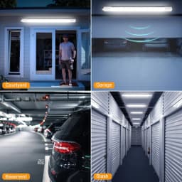 Moisture-Proof Light with Motion Detector, LED Tube Light, 4000K Neutral White Light, IP66 Waterproof LED Ceiling Light