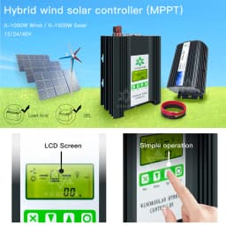 MPPT 2500W 48V Boost & Buck Wind Solar Hybrid Controller Wind 1000W & Solar 1500W Best Heat Dissipation Design with LCD Display