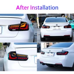 2PCs LED Taillights for BMW 3 Series F30 F80 2013-2018 Sequential Turn Signal Start-up Animation Dynamic Turning Signals Flowing Water Flicker DRL Fog Reverse Brake Tail Lamps Left and Right Rear Lamps Plug and Play Car Tail Light Assembly