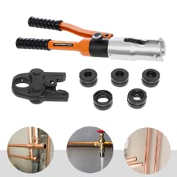 10T Hydraulic Crimping Tool 5 Interchangeable Dies M12/M15/M18/M22/M28 360° Rotatable Head for Copper Pipe Terminal Cable Wire Crimper
