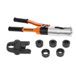 10T Hydraulic Crimping Tool 5 Interchangeable Dies M12/M15/M18/M22/M28 360° Rotatable Head for Copper Pipe Terminal Cable Wire Crimper