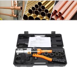 10T Hydraulic Crimping Tool 5 Interchangeable Dies M12/M15/M18/M22/M28 360° Rotatable Head for Copper Pipe Terminal Cable Wire Crimper