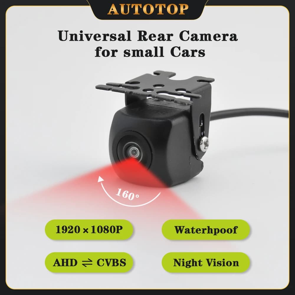 AUTOTOP AHD 1920×1080P Universal Rear View Camera with Full HD Night Vision 160°Fisheye Lens Waterproof