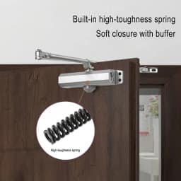 1pc Heavy Duty Automatic Door Closer, Safety Spring Stopper, Adjustable Quiet Close, Easy Installation, Light Duty, Uncharged, C
