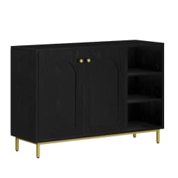 Bathroom Cabinet, Vanity Unit, Kitchen Cabinet with Open Compartment, Storage Shelf with 2 Doors, Adjustable Shelf