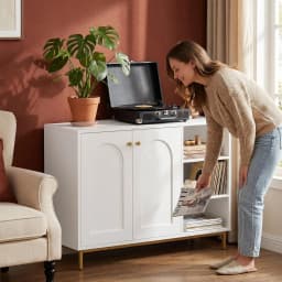 Bathroom Cabinet, Vanity Unit, Kitchen Cabinet with Open Compartment, Storage Shelf with 2 Doors, Adjustable Shelf