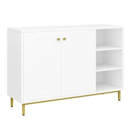Bathroom Cabinet, Vanity Unit, Kitchen Cabinet with Open Compartment, Storage Shelf with 2 Doors, Adjustable Shelf