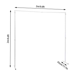 6.6FT x 6.6FT Backdrop Stand White Square Wedding Arches Rectangular Metal Balloon Arch Stand Kit Garden Floral Background