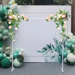 6.6FT x 6.6FT Backdrop Stand White Square Wedding Arches Rectangular Metal Balloon Arch Stand Kit Garden Floral Background