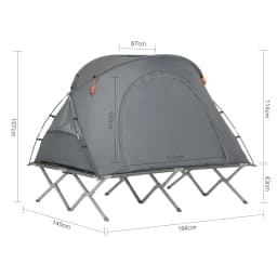 SoBuy OGS60-L-HG Survival-tent camp bed with tent camp bed 4in1 camping set with sleeping bag and accessories tent 2 person