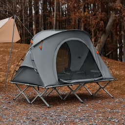 SoBuy OGS60-L-HG Survival-tent camp bed with tent camp bed 4in1 camping set with sleeping bag and accessories tent 2 person