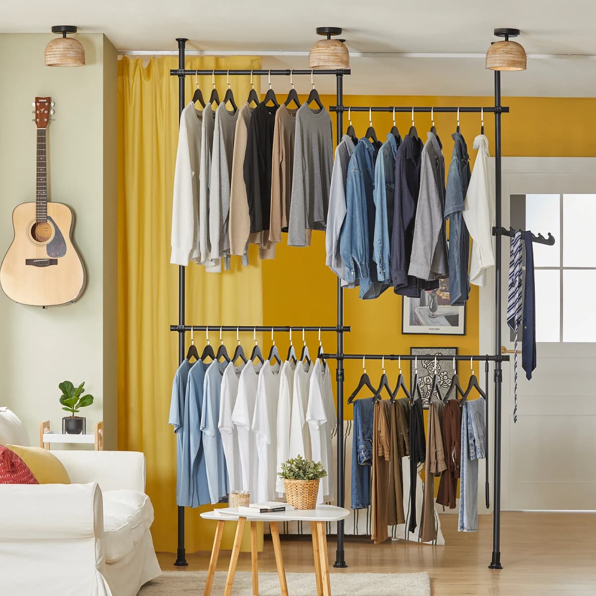 SoBuy KLS03 dresses stand coat rack stand with 4 dresses rods Telescopic Wardrobe System Adjustable Shelving System