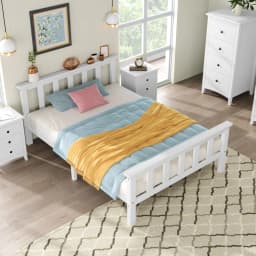 Double Bed Wooden Bed Solid Wood Bed With Slatted Rostation, Jawbed For Adults Children Teenagers