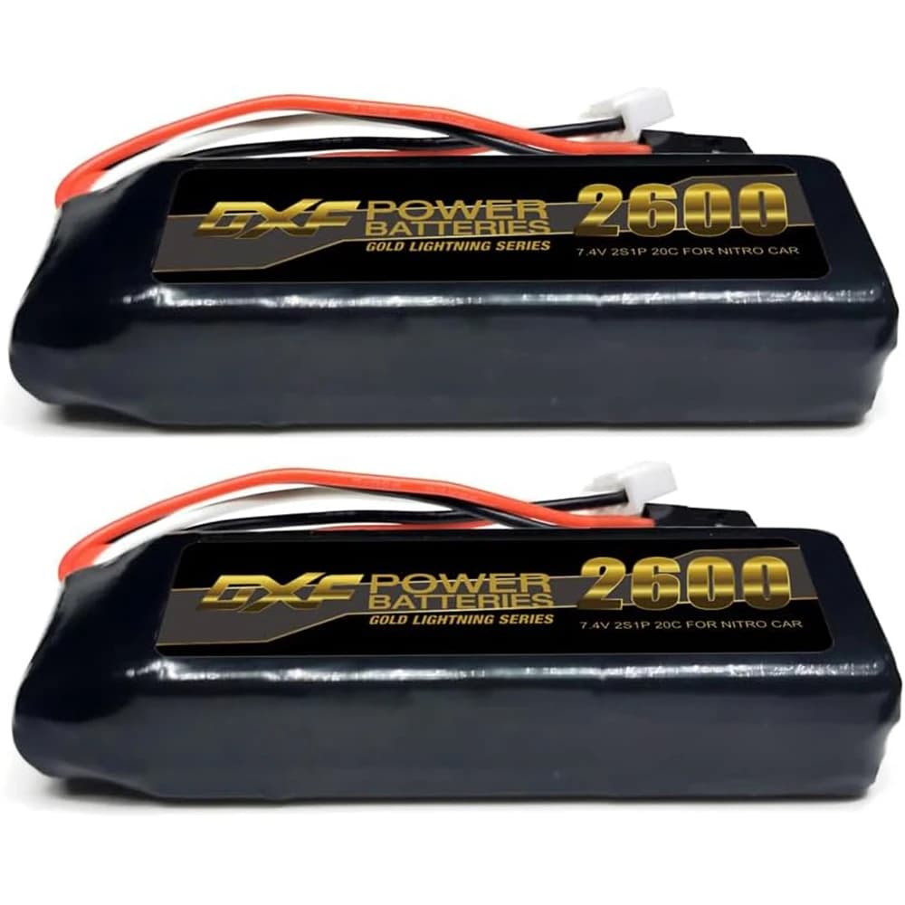 DXF 2s lipo high quality 2600mah 7.4v 20c battery with JR connector ideal lipo 2s power source for RC cars nitro cars and servos