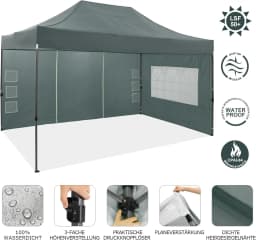 3x4.5m Folding Pavilion Waterproof with 4 Sidewalls,Garden Pavilion UV Protection Festival Party Tent Sun Protection for Camping