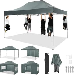 3x4.5m Folding Pavilion Waterproof with 4 Sidewalls,Garden Pavilion UV Protection Festival Party Tent Sun Protection for Camping