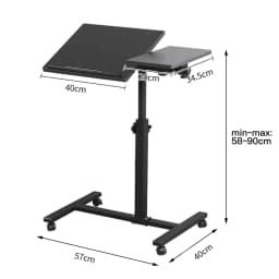 Side Table Height Adjustable Laptop Table with Wheels Computer Table Foldable Mobile Standing Desk Small Table for Bed Sofa