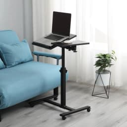 Side Table Height Adjustable Laptop Table with Wheels Computer Table Foldable Mobile Standing Desk Small Table for Bed Sofa