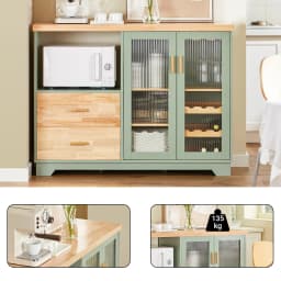 SoBuy FSB81 Buffet Sideboard with 2 Glass Doors Kitchen wardrobe Dresser wardrobe Hallway wardrobe Side wardrobe Microwave wardrobe