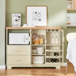 SoBuy FSB81 Buffet Sideboard with 2 Glass Doors Kitchen wardrobe Dresser wardrobe Hallway wardrobe Side wardrobe Microwave wardrobe