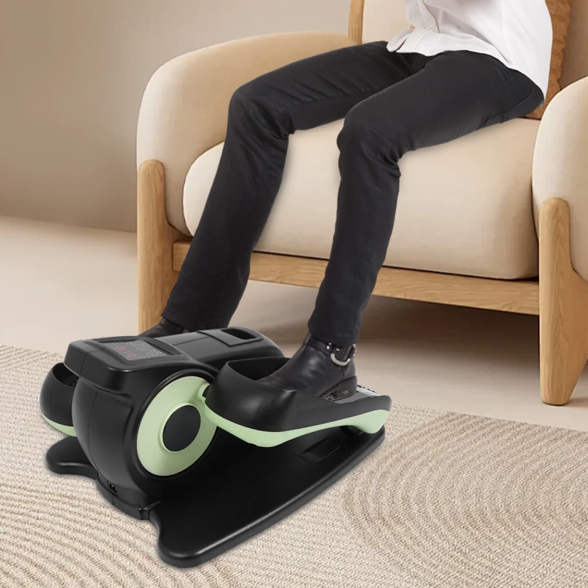 Portable Pedal Trainer Seated Pedal Leg Exerciser with Remote Control Under-desk Elliptical Machine for Training Home Office