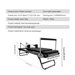 Home Pilates Reformer Adjustable Core Training Bed Exercise Equipment Foldable Compact Workout Machine