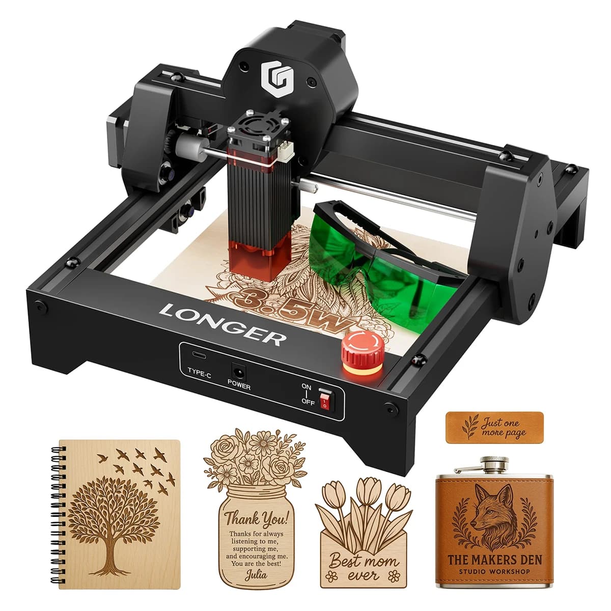 RAY5 Mini 3.5W Laser Engraving Engraver Machine Portable Wood Acrylic Plastic Leather Metal Printer DIY Desktop CNC KIT Tools