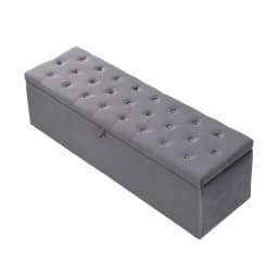 Samt, Polsterbank, Gepolsterte Sitzbank, Betthocker, Bank mit Stauraum, grau 138 x 41 x 42 cm