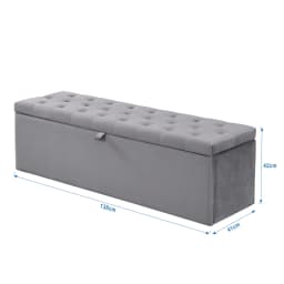 Samt, Polsterbank, Gepolsterte Sitzbank, Betthocker, Bank mit Stauraum, grau 138 x 41 x 42 cm