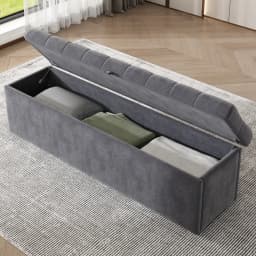 Samt, Polsterbank, Gepolsterte Sitzbank, Betthocker, Bank mit Stauraum, grau 138 x 41 x 42 cm