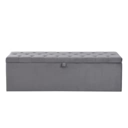 Samt, Polsterbank, Gepolsterte Sitzbank, Betthocker, Bank mit Stauraum, grau 138 x 41 x 42 cm