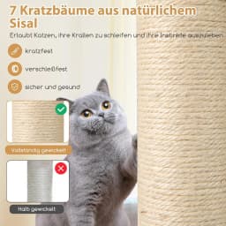 151 cm Wooden Cat Scratching Post Large Cat Scratching Post with 2-Tier Cat Cave & Hammock & Sisal Scratching Post, Activity