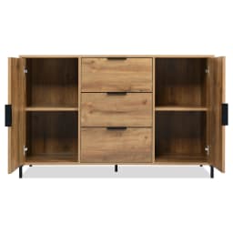 Kommode mit 2 Türen und 3 Schubladen, 120 x 40 x 76 cm in Dunkle Eiche,Verstellbare Ablage,Sideboard Highboard für Schlafzimmer