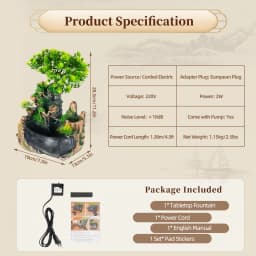 Indoor Fountain Waterfall, Table Fountain, Green Plant Fountain, Waterfall Humidifier for Placing Living Room