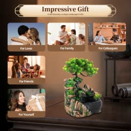 Indoor Fountain Waterfall, Table Fountain, Green Plant Fountain, Waterfall Humidifier for Placing Living Room