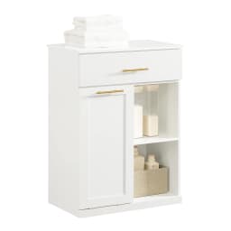 Sobuy Bzr66-W Laundry Cabinet with Folding Bathroom Cabinet Dresser for Bathroom Laundry Bag with 2 Drawers and 2 Compartments Laundry Bags