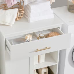 Sobuy Bzr66-W Laundry Cabinet with Folding Bathroom Cabinet Dresser for Bathroom Laundry Bag with 2 Drawers and 2 Compartments Laundry Bags