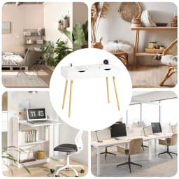 SoBuy FWT40-WN desk with 2 drawers table computer table children's desk office table, White/nature BHT CA: 90x77x45cm
