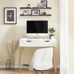 SoBuy FWT40-WN desk with 2 drawers table computer table children's desk office table, White/nature BHT CA: 90x77x45cm