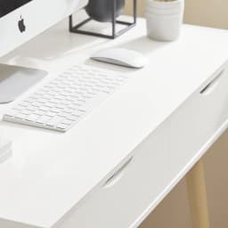 SoBuy FWT40-WN desk with 2 drawers table computer table children's desk office table, White/nature BHT CA: 90x77x45cm