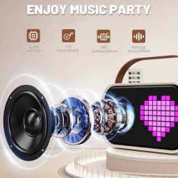 FanFun Bluetooth Speaker, Karaoke Machine for Kids, Portable Speaker with Microphone, 15 Animated Mode, 4 Funny Magic Voices