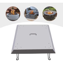 Deckel für Feuerschalen Feuerplatte Abdeckung Klappbar Feuergrube 63,5 * 63,5 * 30,5cm Feuerkorb Deckel für Feuerstelle Silber