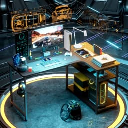COMHOMA Desk Gaming table with Shelf 100cm Computer table L Shape PC table for office Home Office