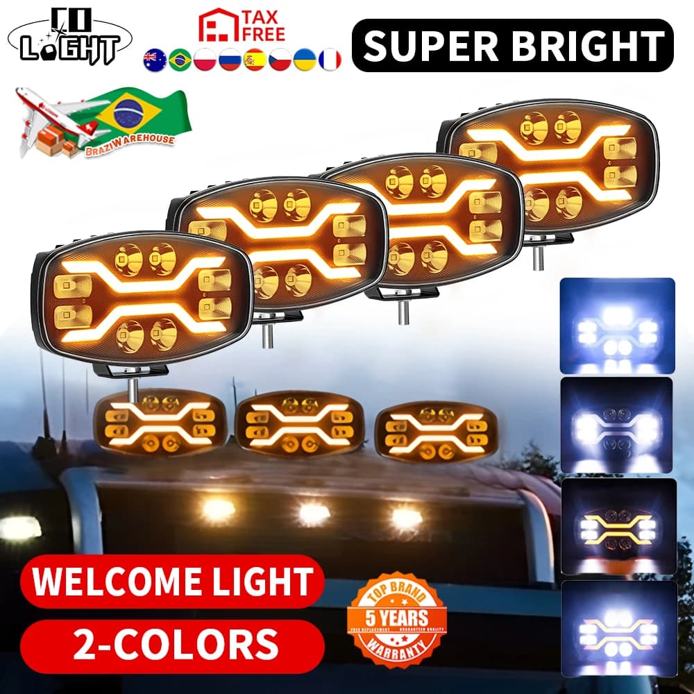 CO LIGHT 10 Inch LED Work Light 40000LM Off road Headlight Spotlight Truck Auxiliary Square Car Driving Welcome White Yellow