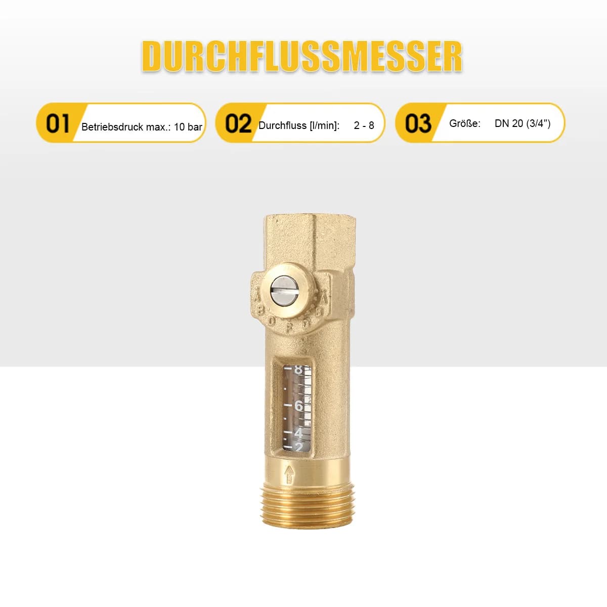 DN20 Flow balance valve Spring flowmeter Brass Float Flow reader Balancing Valve regulation 2-8L/min